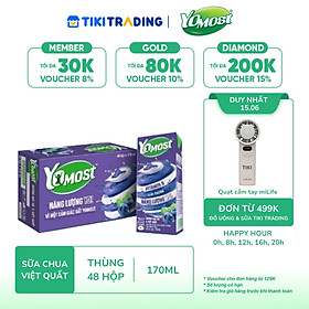 Thùng 48 Hộp Sữa Chua Lên Men Tự Nhiên Yomost Bạc Hà - Việt Quất (170ml/Hộp)