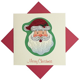 Thiệp NOEL Giấy Xoắn Thủ Công (Quilling Card) Ông Già Noel - Tặng kèm khung giấy để bàn. Thiệp Giáng Sinh handmade độc đáo 