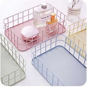 Mua ( CÓ SẴN ) KHAY SẮT ĐỰNG MỸ PHẨM MÀU PASTEL ĐÁNG YÊU