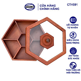 Mua Khay Đựng Mứt Tết Bằng Gỗ Hương Nắp Kính Lục Giác Trong Suốt Sang Trọng - CTH591