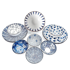 Mua Bộ đồ ăn bằng sứ phong cách Nhật Bản 12 món (Hoa văn sắc xưa giả cổ) - Đồ dùng bàn ăn sang trọng