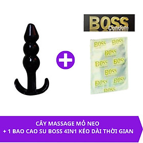 1 Bao Cao su BOSS 4IN1 Kéo Dài Thời Gian - Hạt Nổi + Cây Mỏ Neo Hạt Me Massage điểm P Nam Nữ