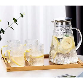 Mua BỘ BÌNH ĐỰNG NƯỚC UỐNG THỦY TINH CHỊU NHIỆT CAO CẤP  KÈM 6  LY ĐÁY CẠNH - ANTH580