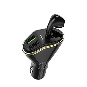 Tẩu Sạc Điện Thoại Trên Xe Hơi Hoco E47 Kèm Với Tai Nghe Bluetooth + Tặng Kèm Cáp Sạc Lightning - Hàng Chính Hãng