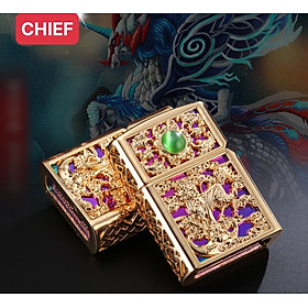 Mua Bật lửa CHIEF đồng nguyên chất hình Tỳ Hưu ( Kỳ Lân) đính ngọc 2 mặt