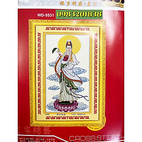 Tranh thêu chữ thập Quan âm 1444, kích thước 46*82 cm