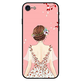 Ốp Lưng in cho Iphone 7, 8 Mẫu Cô Gái Váy Hồng Nền Hồng - Hàng Chính Hãng