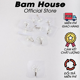 Set 5 móc treo dán tường cường lực Bam House trong suốt cao cấp TS01