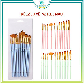 12 Cọ vẽ màu nước Pastel 3 Mint Pink Blue màu sơn dầu tranh tường số hoá