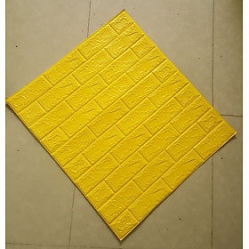 Bộ 10 Tấm Xốp Dán Tường Giả Gạch 3D Màu Vàng Đậm 70cmx77cm