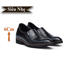 Giày Cao Nam Siêu Nhẹ T&TRA Tăng Cao 6Cm- S1085 Đen Đen Trơn