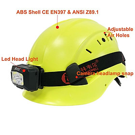CE Construction Safety Helmet With Visor Led Head Light ABS HardHat Aloft Work ANSI Industrial Outdoor Rescue Work Protection