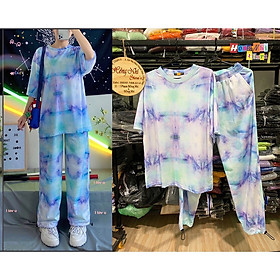 Set Bộ Áo Thun Tie Tee Tay Lỡ Loang Màu Kèm Quần Jogger Cao Cấp - MM