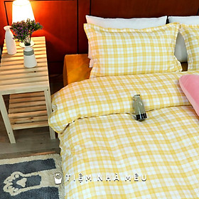 Set Chăn Ga Gối Cotton 80% Hoạ Tiết Caroline Vàng