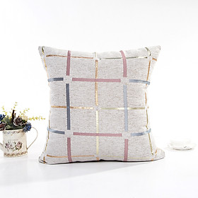 Mua Vỏ Gối Tựa Lưng Dệt Sọc Chenille Ánh Bạc Thiết Kế Vuông Đơn Giản