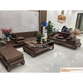 Bộ bàn ghế phòng khách sofa gỗ 2 văng lớn chân đùi gà mẫu mới - Đồ Gỗ Mạnh Hùng