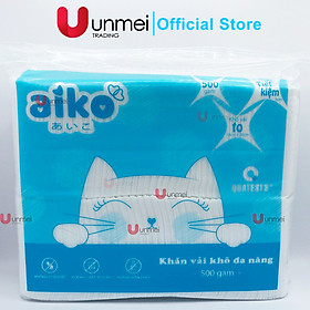 Khăn vải khô đa năng Aiko bịch lớn thêm miếng tiện lợi an toàn cho bé sơ sinh (500gr/ bịch) KKT500