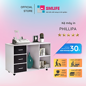 Tủ đựng tài liệu, tủ để hồ sơ, tủ để máy in gỗ hiện đại SMLIFE Phillipa | Gỗ MDF dày 17mm chống ẩm | D100xR35xC71cm