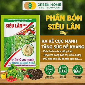 Phân Bón Lá Greenhome, Siêu Lân 60+, Gói 30gr, Phát Triển Rễ, Tạo Mầm Hoa, Kích Ra Hoa - SIÊU LÂN 30GR