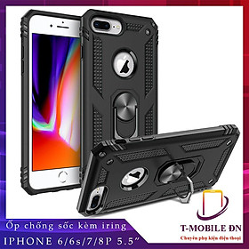 Ốp lưng cho iPhone 6 Plus 6s Plus 7 Plus 8 Plus chống sốc 2 lớp kèm nhẫn iring làm giá đỡ