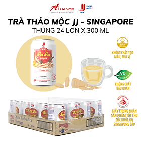 (Chính hãng) Thùng Trà Thảo Mộc Nguyên Vị Jia Jia JJ (24 Lon x 300ml) - Thương hiệu Singapore
