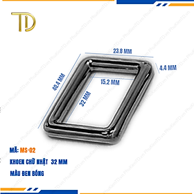 Khoen chữ nhật túi xách, khoen vuông túi xách 32mm cao cấp công nghệ mạ điện độ bền 5-8 năm