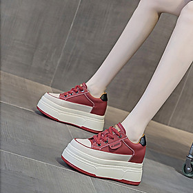 Giày Sneakers Đế Xuồng Da Thật 8CM PS640-1339