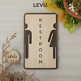 Mua Bảng hiệu gỗ Restroom nghệ thuật dán cửa phòng vệ sinh LEVU TL36