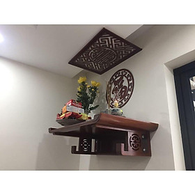 Mua Bàn thờ treo gỗ sồi ngang 61 cm kèm chắn khói (Bàn thờ phật  bàn thờ trung cư kiểu dáng đẹp)