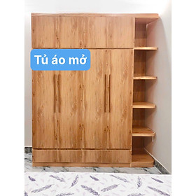 Mua Tủ áo cánh mở Juno Sofa kèm kệ trang trí vật liệu Eco Plast vân gỗ mới ngang 2m x cao 2m4 x sâu 48 cm thi công tận nhà.