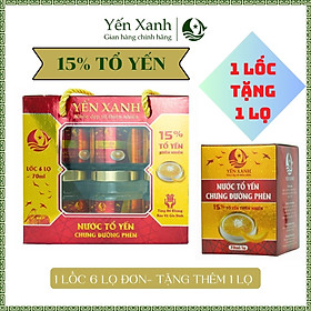 Nước tổ yến sào chưng đường phèn - YẾN XANH (15% tổ yến) - Lốc 6 lọ x 70ml có quai xách