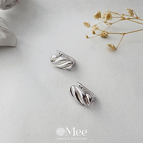 Bông tai bạc Mee xoắn tối giản khuyên tai bạc 925 - E6639