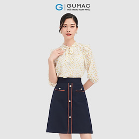 Chân váy A GUMAC VC09001 phối viền đính nút phong cách