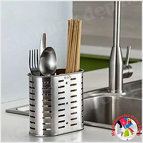Ống cắm đũa INOX 2 ngăn không gỉ dáng bầu dục mã 9901