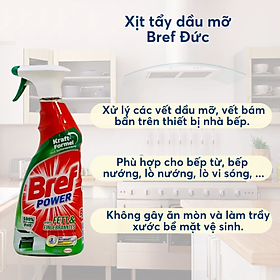 Bình Xịt Tẩy Rửa Đa Năng Bref Power 750ml, nhập khẩu Đức- Tẩy dầu mỡ, Tẩy Bếp, Thiết Bị Nhà Bếp, Nhà tắm, Inox, hiệu quả lên đến 99.9
