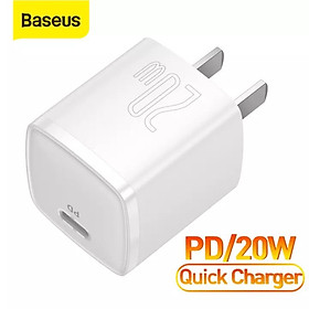 Sạc Nhanh Baseus 20W USB C Hỗ Trợ Sạc Nhanh Type C PD Cho iPhone - Công Nghệ Power Delivery 3.0 QC 3.0 - Hàng Chính Hãng