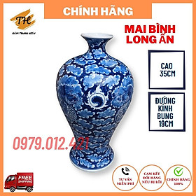 Mai bình hút lộc Bát Tràng họa tiết Long Ẩn vẽ thủ công cao 35cm, đường kính 19cm