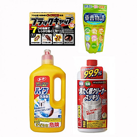 Combo dọn dẹp nhà cửa đón tết (Bột Baking Soda + Thuốc viên diệt gián + Chai thông tắc đường ống cống + Nước tẩy vệ sinh lồng máy giặt) nội địa Nhật Bản