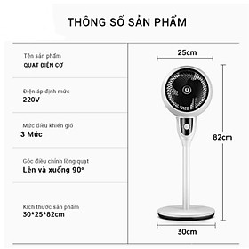 Quạt điều khiển và quạt nút vặn cơ- 3 Tốc độ- Hướng xoay và kích thước quạt điều chỉnh linh hoạt- Hàng chính hãng