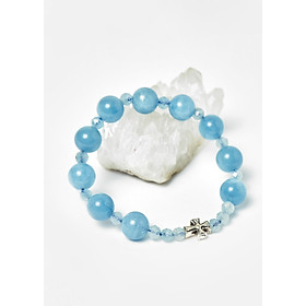 Vòng Chuỗi Mân Côi Đá Aquamarine hạt đá 10mm,ni 50 - Ngọc Quý Gemstones