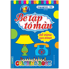 Bé tập tô màu - đồ dùng gia đình