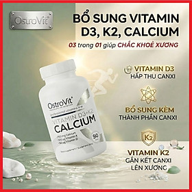 Ostrovit Vitamin D3 K2 Calcium 90v  – Bổ sung Canxi, Vitamin D3, K2 giúp hấp thu canxi, hỗ trợ chắc xương, khoẻ răng