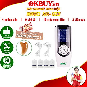 Máy Massage Xung Điện Trị Liệu Nikio NK-103 - 4 Miếng Dán Mát Xa Thư Giãn Giảm Đau Nhức Toàn Thân, 9 Chế Độ, 15 Cường Độ Matxa Tùy Chỉnh - Dòng Cao Cấp Pin Sạc