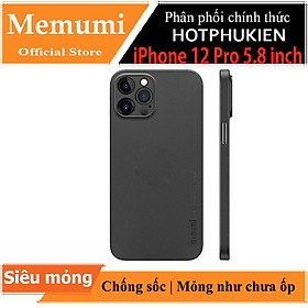 Ốp lưng nhám cho iPhone 12 Pro (6.1 inch) siêu mỏng 0.3mm hiệu Memumi ( có gờ bảo vệ camera, chống trầy, chống bụi) - Hàng nhập khẩu - Màu đen