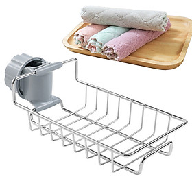 Mua Giá để giẻ rửa bát  nước rửa chén đa năng chất liệu Inox 304 sáng bóng không han gỉ  kích thước 17x10.2x6.5cm - Tặng kèm 4 khăn lau chén bát  lau nhà bếp siêu thấm hai mặt loại xịn