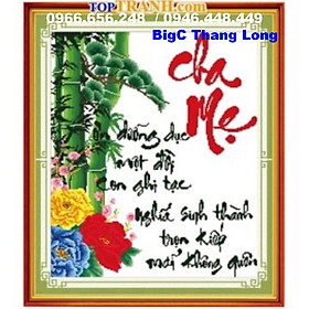 Mua Tranh thêu chữ thập chữ cha mẹ trúc xanh và hoa mẫu đơn 222538 chưa thêu
