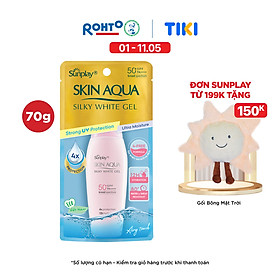 Kem chống nắng Skin Aqua dưỡng trắng & dưỡng ẩm, dùng hàng ngày dạng gel Sunplay Skin Aqua Silky White Gel Eco Việt Nam SPF 50, PA++++ 70g