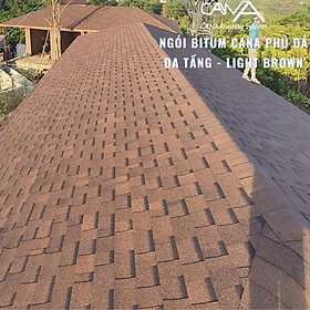 Mua Ngói bitum phủ đá cana đa tầng light brown - ngói lợp màu nâu Hàn Quốc chống thấm và trang trí mái biệt thự  nhà gỗ  nhà tiền chế  đóng gói 14tấm/gói/2.54m2 mái phủ