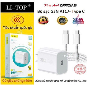 Mua Bộ sạc nhanh LI-TOP GaN AT17 chân Type C công suất PD 30W  có chứng nhận 3C tiêu chuẩn quốc gia  hàng chính hãng bảo hành 12 tháng