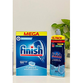 Combo Viên rửa bát Finish 100 viên+Nước làm bóng finish 750ml dùng cho máy rửa bát